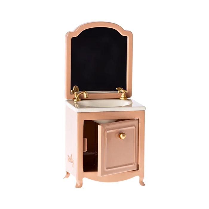 Maileg Miniature Bathroom Sink with Mirror for Mouse Dark Powder Pink from Australia