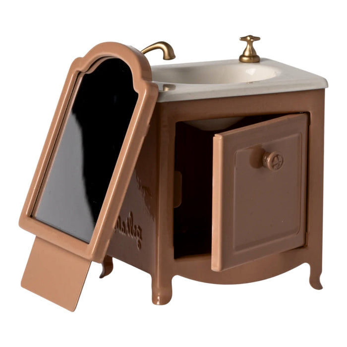 Maileg Miniature Bathroom Sink with Mirror for Mouse Dark Powder Pink from Australia