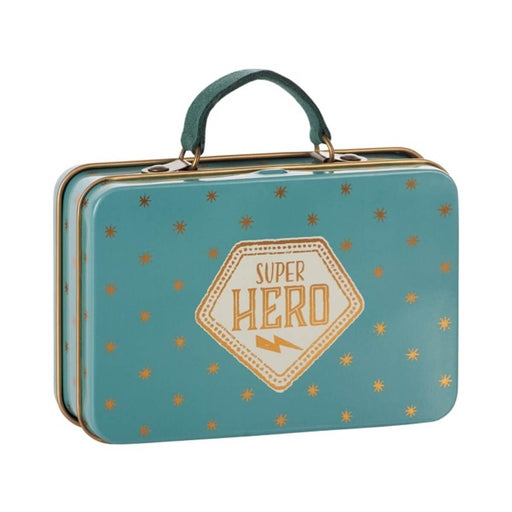 ML-5020701700 Maileg Suitcase Metal Superhero Blue Gold Star