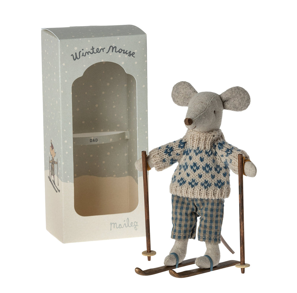 ML-5017330700 Maileg Winter Mouse with Skis - Dad (2023)