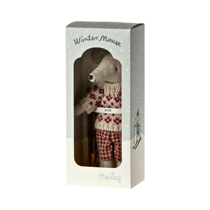 Maileg Winter Mouse with Skis - Mum (2023) - Retired Product, Limited Stock