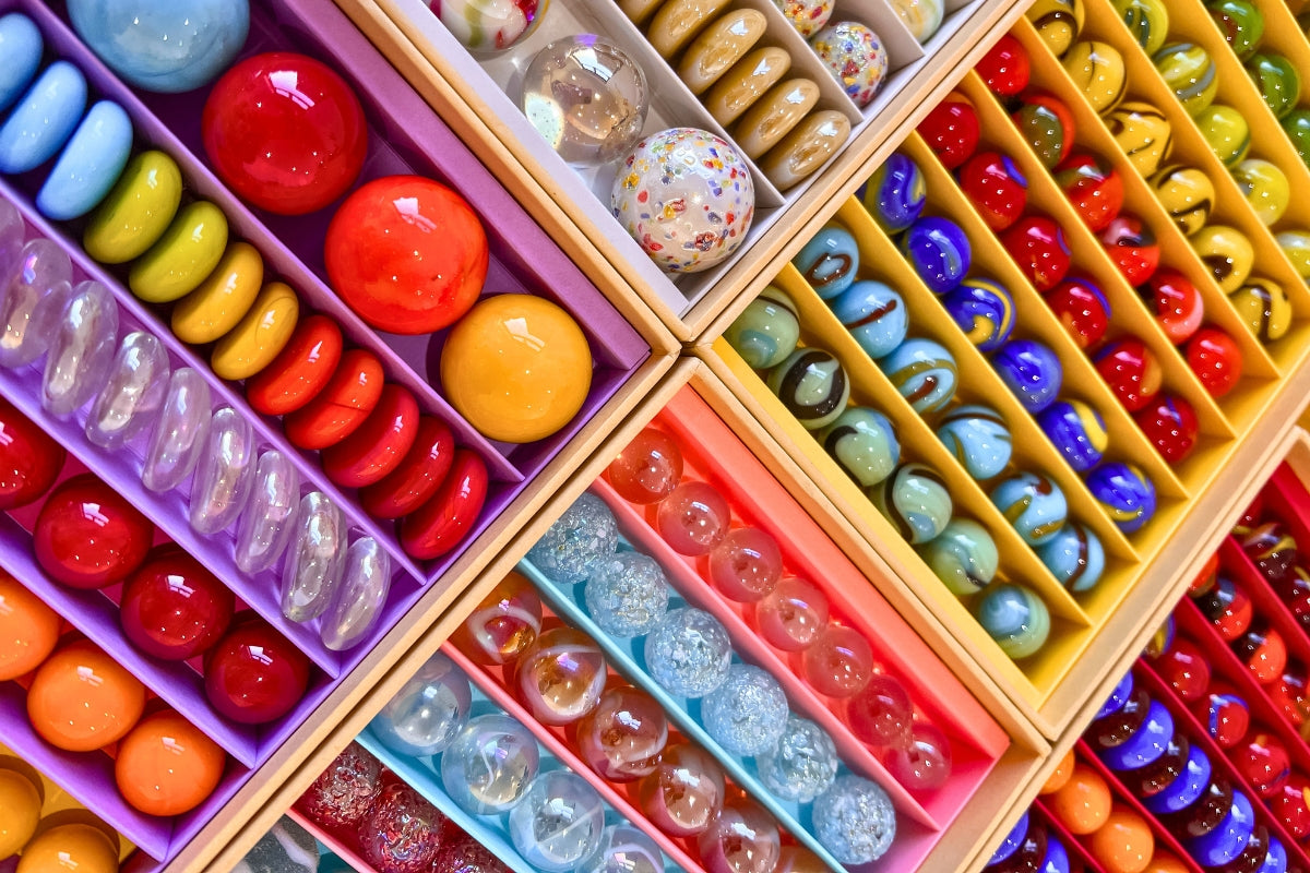 Collection of Glass Marbles & Wooden Balls for Marble and Ball Runs and Track Toys - Online, Australia