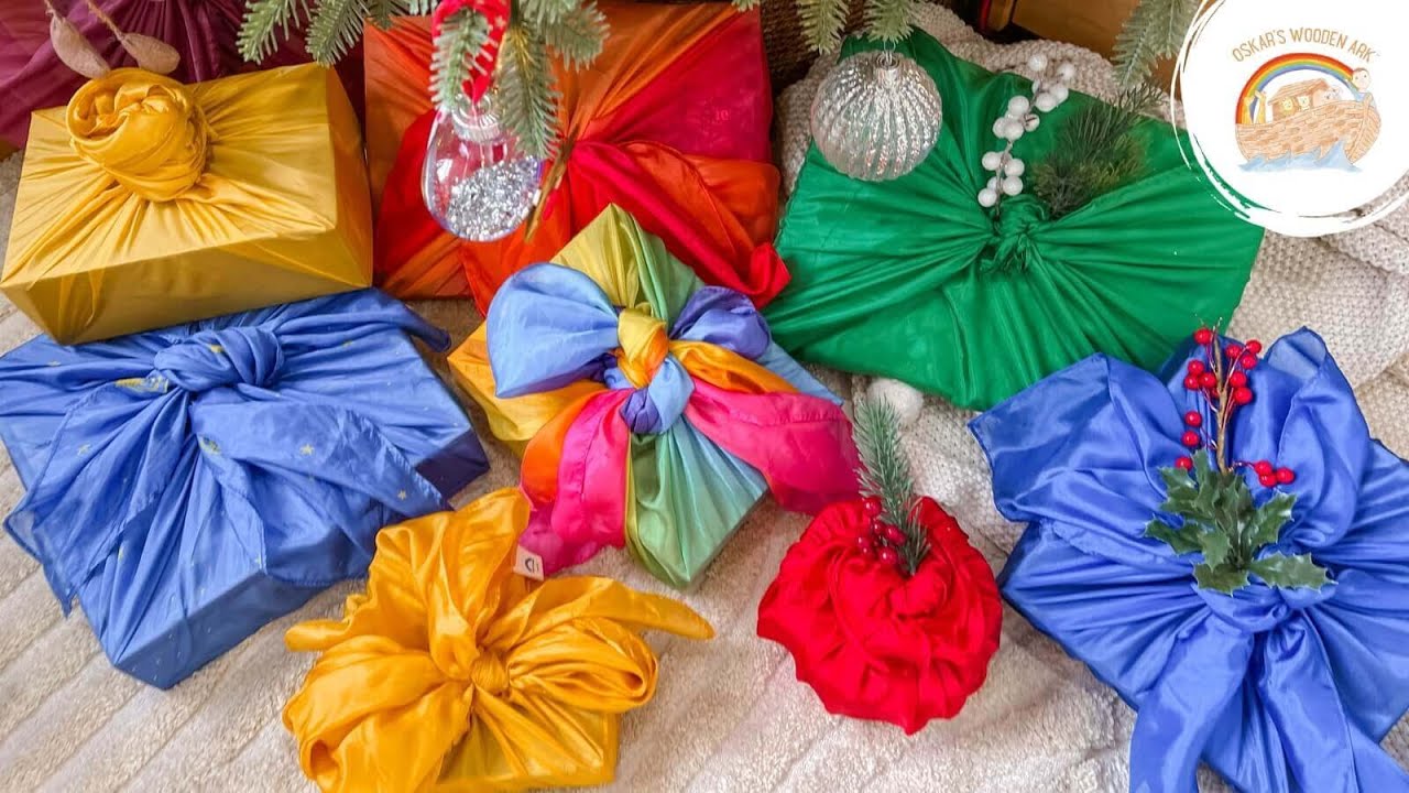 Eco-friendly Christmas gift wrapping ideas using Sarah's Silks Playsilks and natural materials