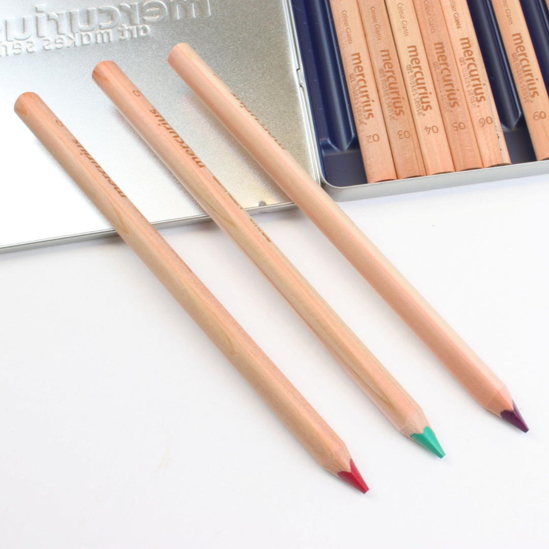 Mercurius Art Makes Sense Colour Giant Triangular Pencils - Tin of 12 Assorted Pencils, Online - Australia