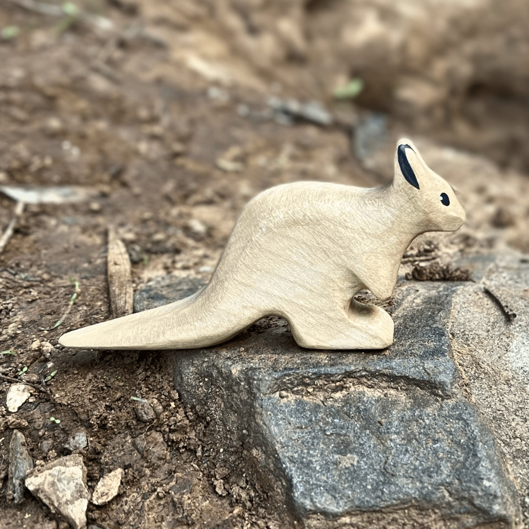 Nom Handcrafted Wooden Toys, Australian Animal Figures for Small World Play in an Outdoor Setting, Available Online