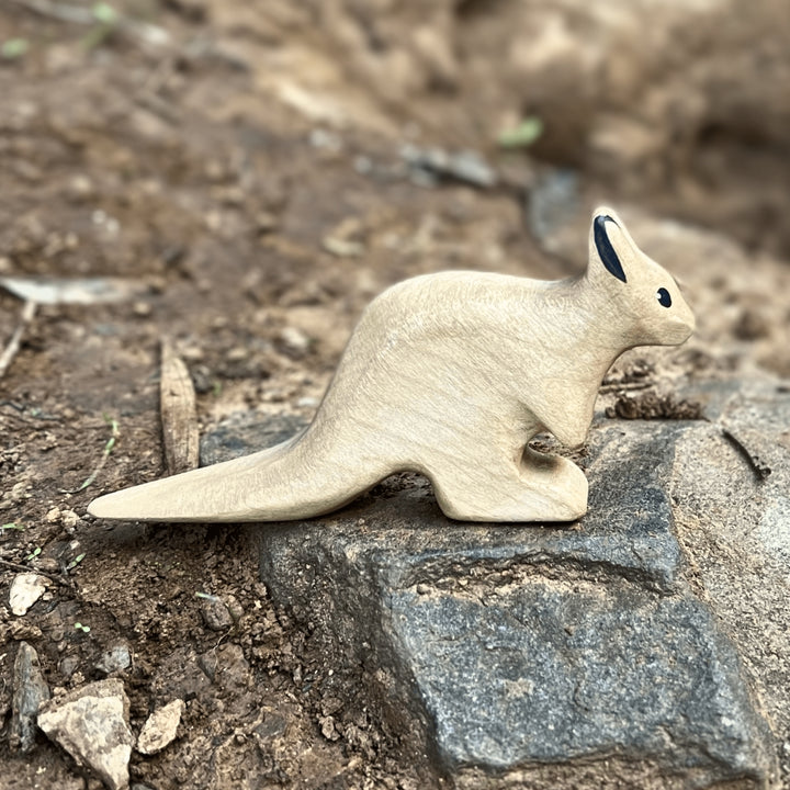 Nom Handcrafted Wooden Toys, Australian Animal Figures for Small World Play in an Outdoor Setting, Available Online