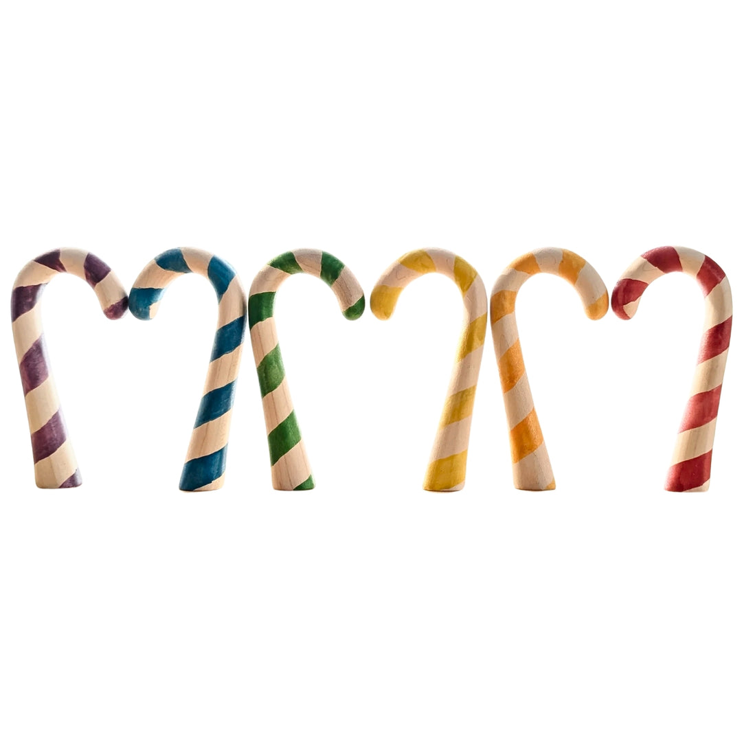 NOM Handcrafted Candy Cane Wooden Toy Figure for Small-World Play from Australia