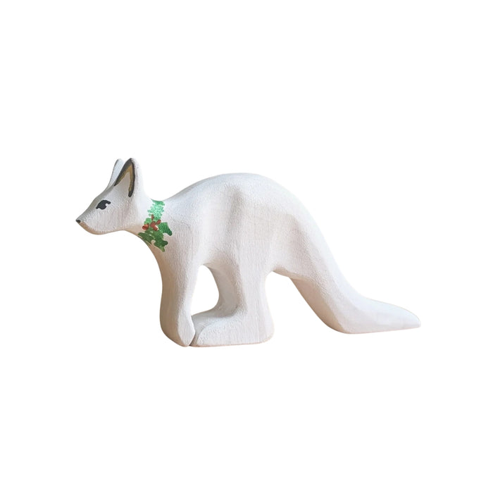 NOM Handcrafted - Snow Kangaroo - White Boomer Hopping Christmas Wooden Toys for Open Ended Play - Online - Australia