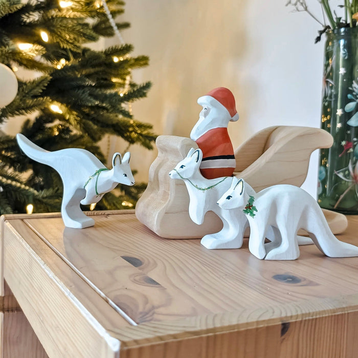 NOM Handcrafted - Snow Kangaroo - White Boomers Christmas Wooden Toys for Open Ended Play - Online, - Australia