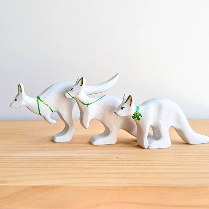 NOM Handcrafted - Snow Kangaroo - White Boomers Christmas Wooden Toys for Open Ended Play - Online, - Australia