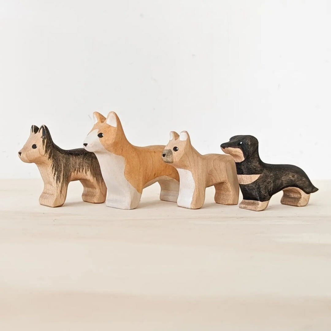 NOM Handcrafted Wooden Animal Dog Figure Small Bread from Australia for Small World Play 