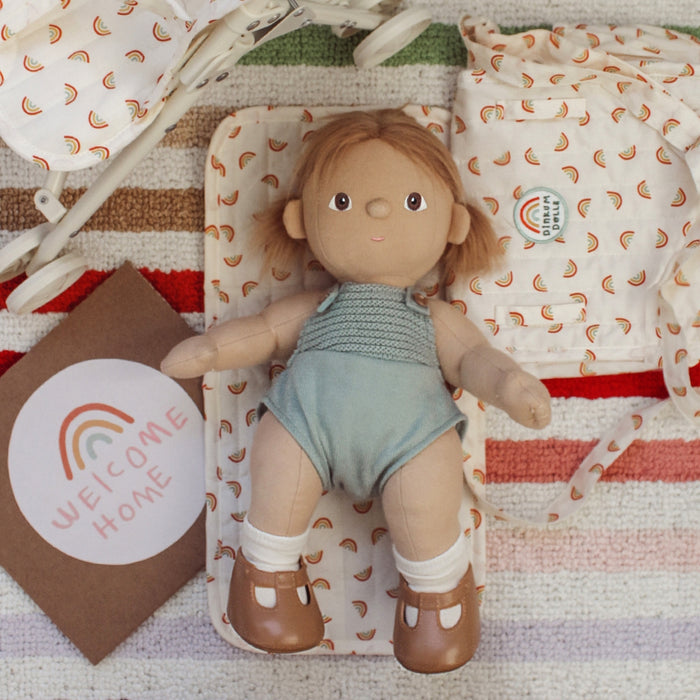 OETDLA-CAR-RP-P Olli Ella Carrie Convertible Changing Bag and Mat  - Rainbow