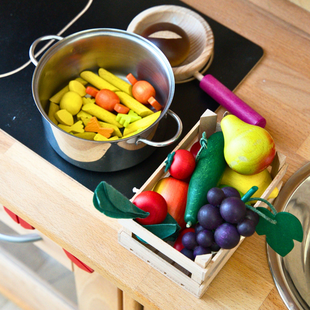 Erzi Play Food and Gluckskafer Stainless Steel Play Pot - Online, Australia