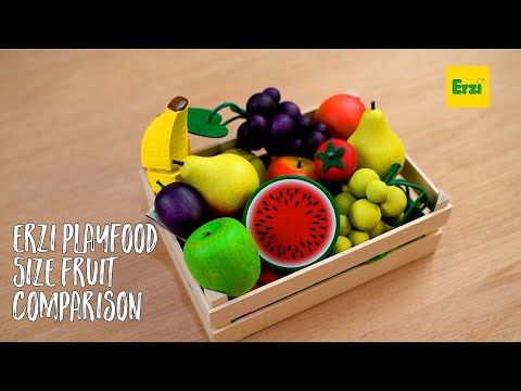  Erzi Wooden Play Food Fruit Size Comparison from Oskar's Wooden Ark, Educational Wooden Toy Store in Australia