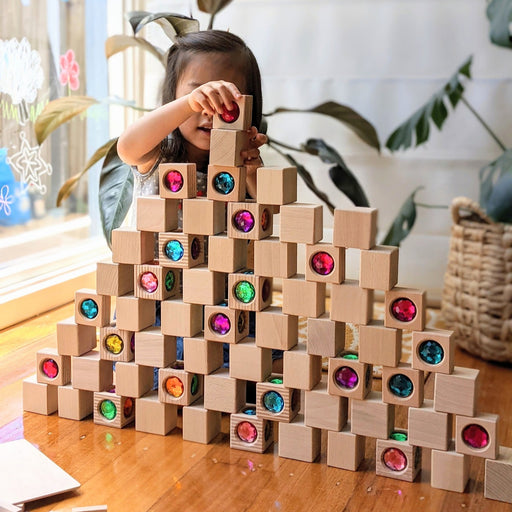 Regenbogenland Crystal Gem Blocks - Wooden Building Blocks Set - Australia