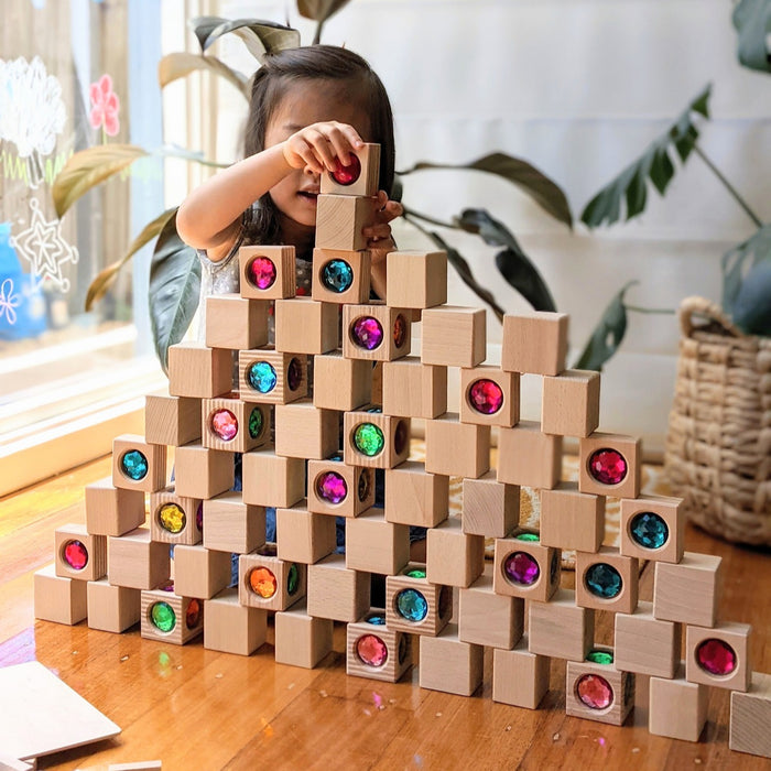 Regenbogenland Crystal Gem Blocks - Wooden Building Blocks Set - Australia