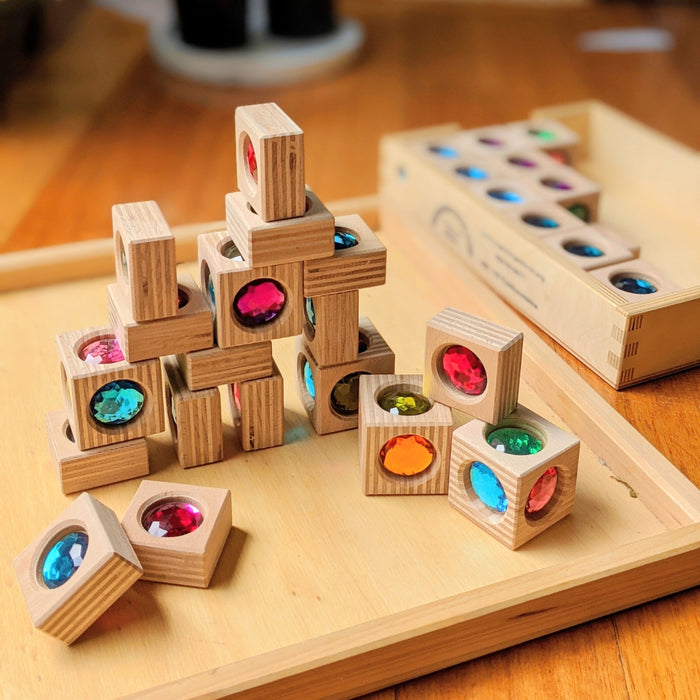 Regenbogenland Crystal Gem Blocks - Wooden Building Blocks Set - Australia