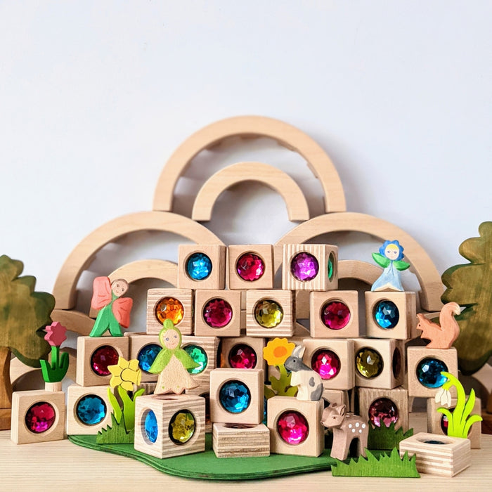 Regenbogenland Crystal Gem Blocks - Wooden Building Blocks Set - Australia