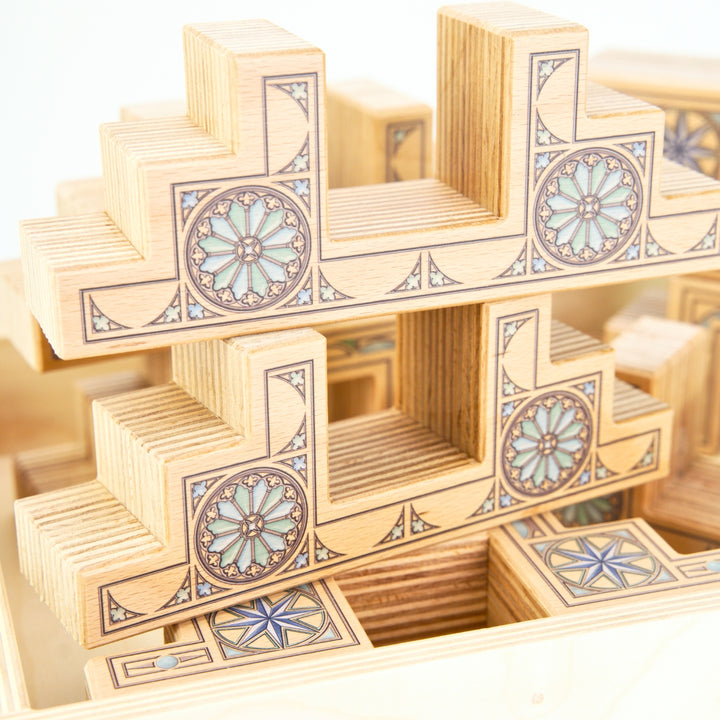 Regenbogenland Gothic Steps - Premium Interlocking Wooden Construction Set - Australia