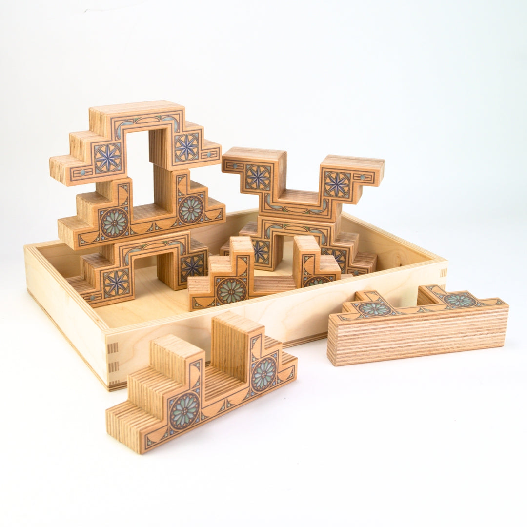 Regenbogenland Gothic Steps - Premium Interlocking Wooden Construction Set - Australia
