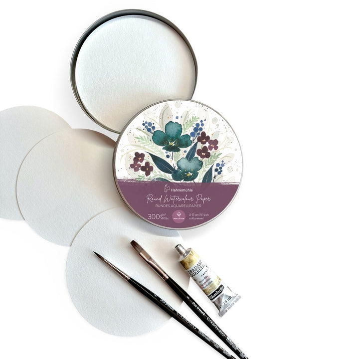 Round Watercolour Paper 300gsm - 13 cm - 30 sheets in tin case, Australia