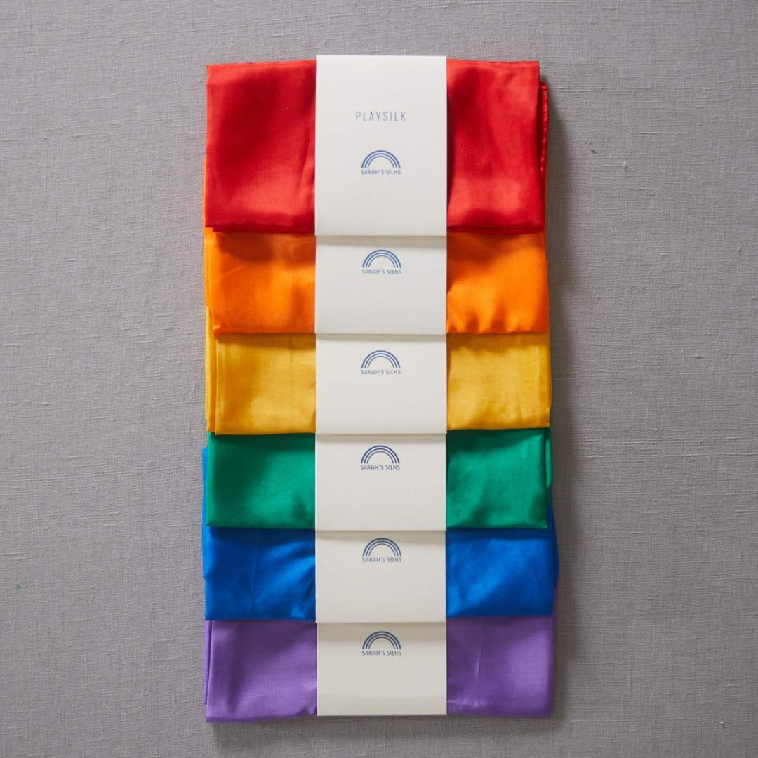 SS-PlaysilksPrimary-BUN Sarah's Silks Playsilks Set of 6 - Primary Colours