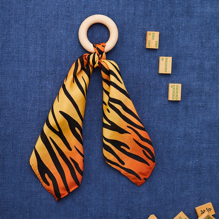 Sarah's Silks Silk and Wood Teether - Tiger