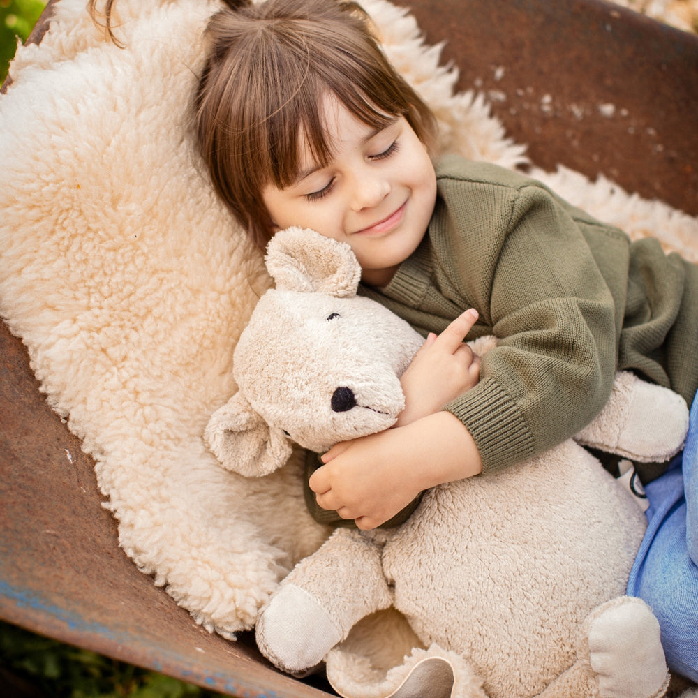 SENGER Cuddly Animal - Large Bear - Linen - Removable Heat/Cool Pack - Natural Organic Soft Toy - Online, Australia