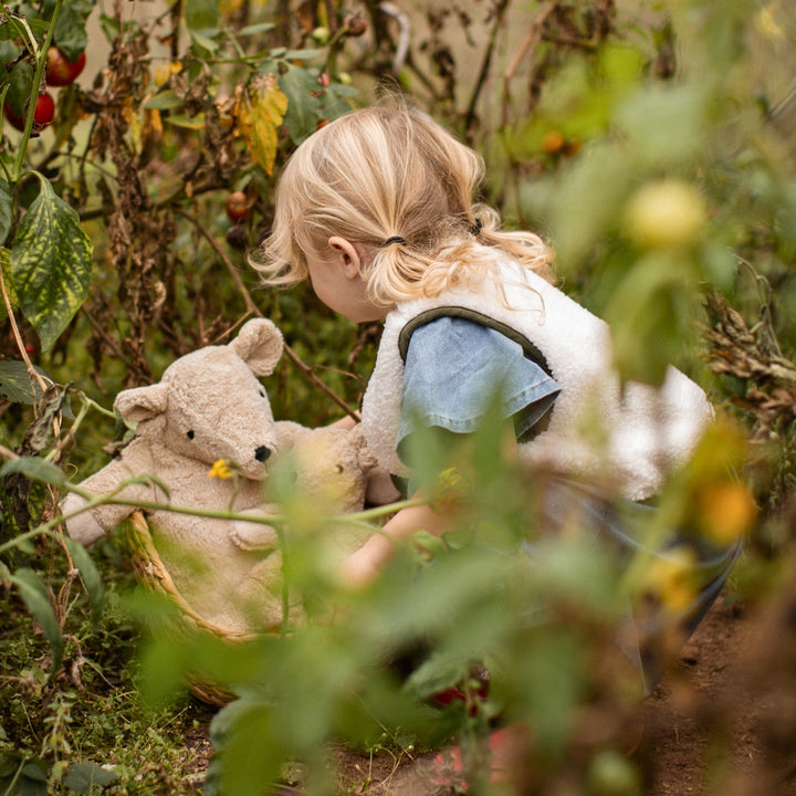 SENGER Cuddly Animal - Large Bear - Linen - Removable Heat/Cool Pack - Natural Organic Soft Toy - Online, Australia