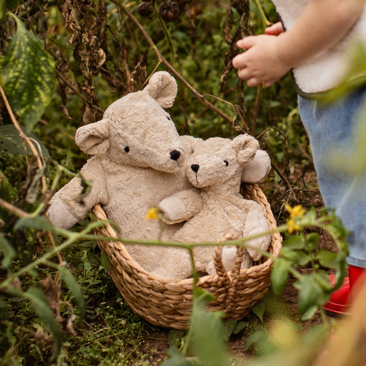 SENGER Cuddly Animal - Large & Small Bears - Linen - Removable Heat/Cool Pack - Natural Organic Soft Toy - Online, Australia