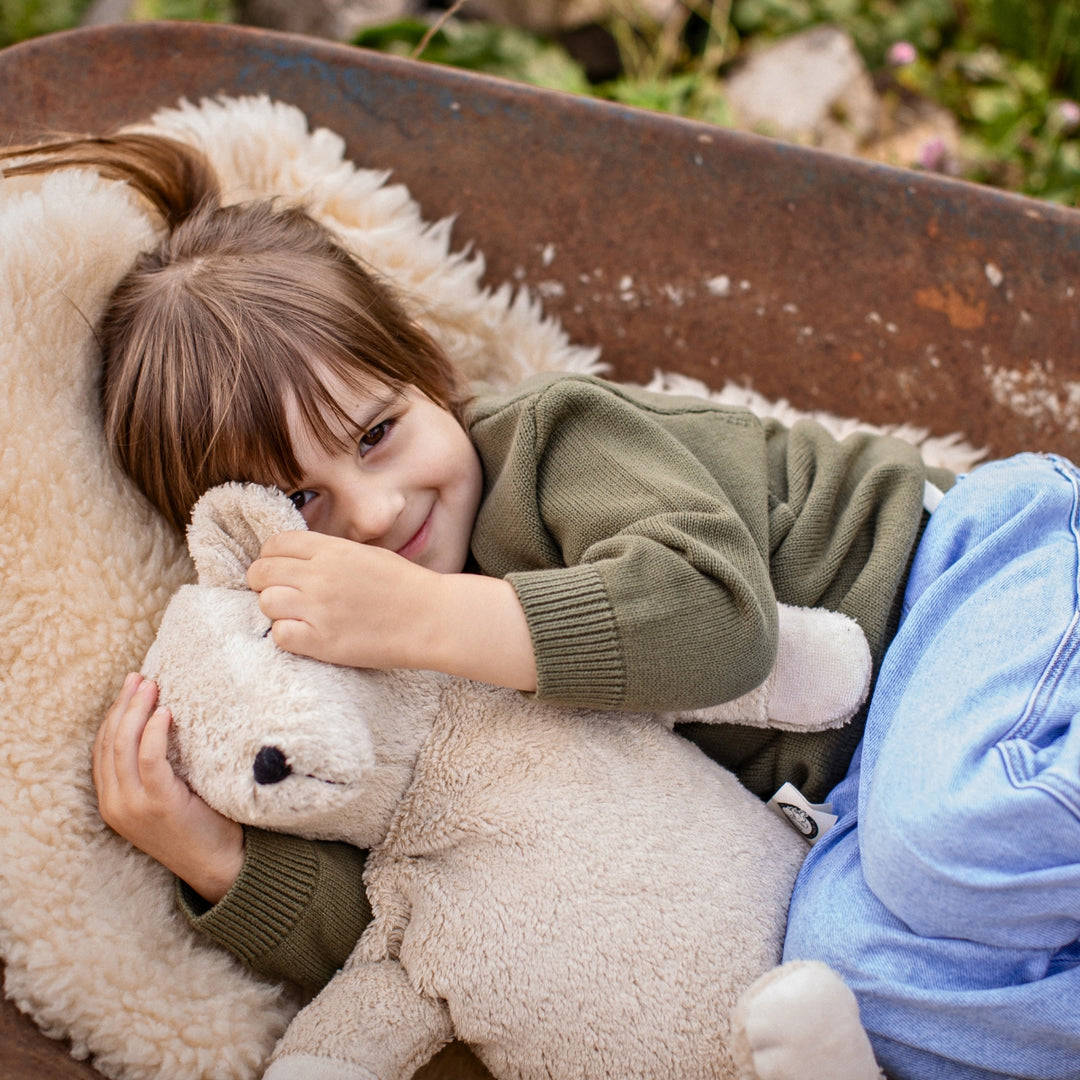 SENGER Cuddly Animal - Large Bear - Linen - Removable Heat/Cool Pack - Natural Organic Soft Toy - Online, Australia