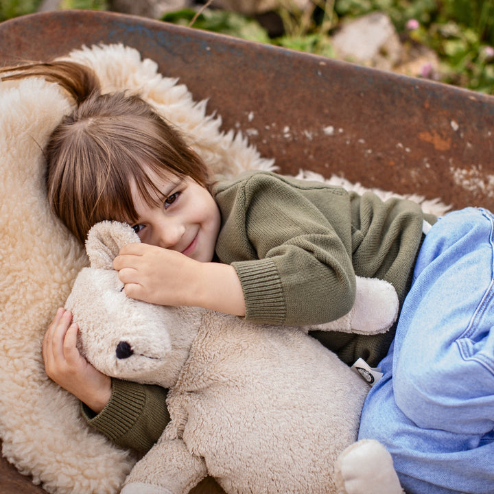 SENGER Cuddly Animal - Large Bear - Linen - Removable Heat/Cool Pack - Natural Organic Soft Toy - Online, Australia
