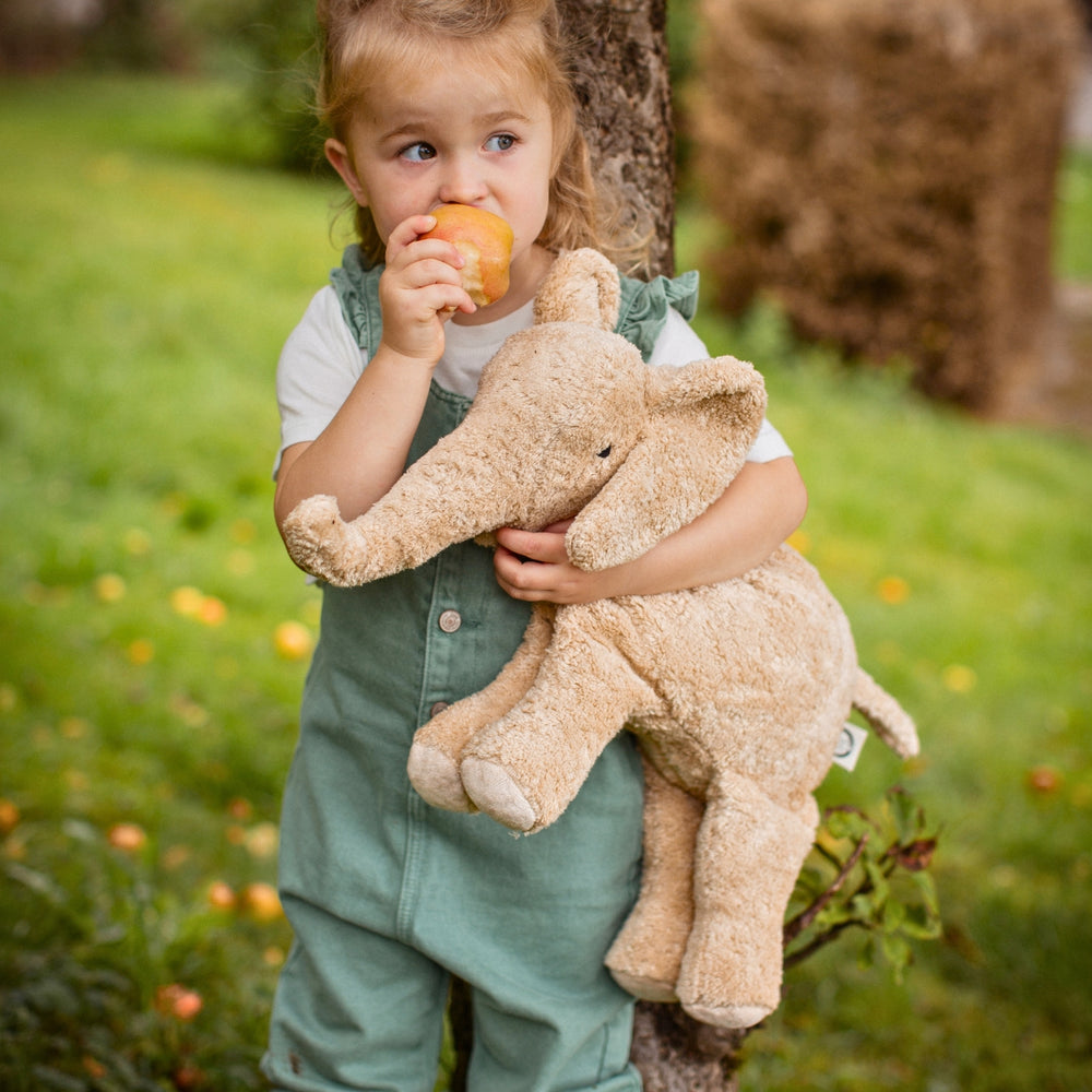 SENGER Cuddly Animal - Large Elephant - Linen - Removable Heat/Cool Pack - Natural Organic Soft Toy - Online, Australia