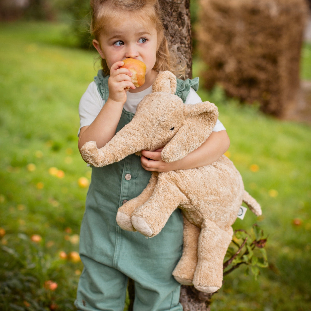 SENGER Cuddly Animal - Large Elephant - Linen - Removable Heat/Cool Pack - Natural Organic Soft Toy - Online, Australia