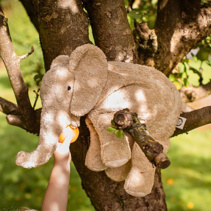 SENGER Cuddly Animal - Large Elephant - Linen - Removable Heat/Cool Pack - Natural Organic Soft Toy - Online, Australia