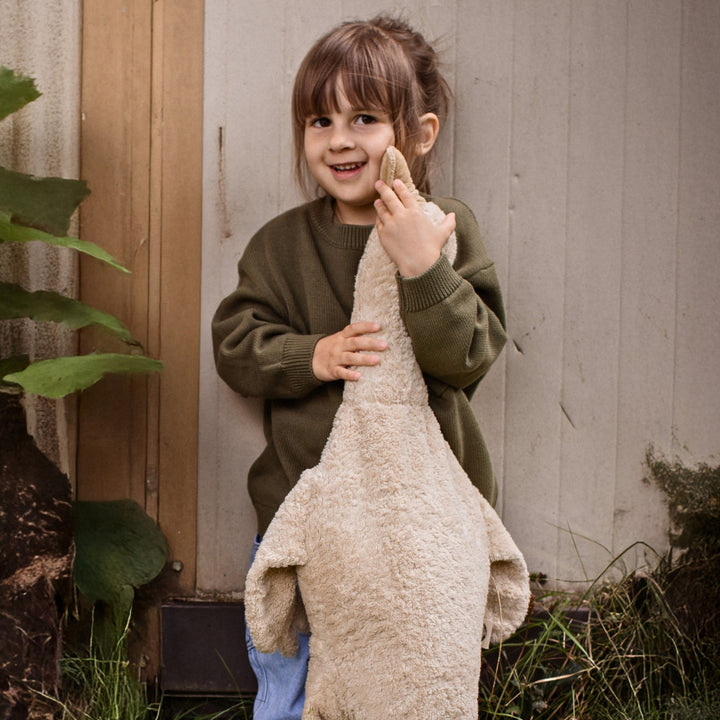SENGER Cuddly Animal - Large Goose - Linen - Removable Heat/Cool Pack - Natural Organic Soft Toy - Online, Australia