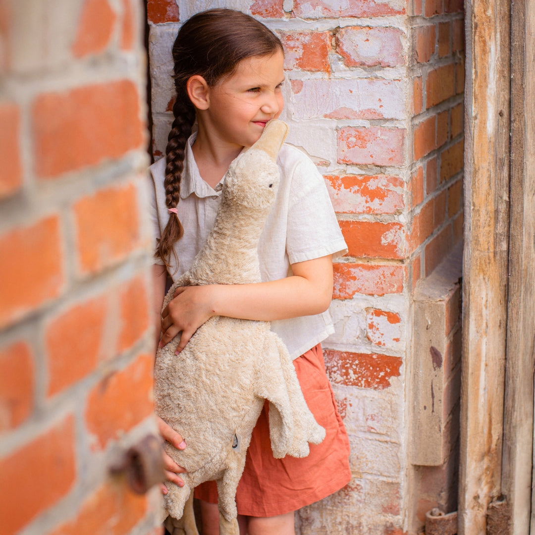 SENGER Cuddly Animal - Large Goose - Linen - Removable Heat/Cool Pack - Natural Organic Soft Toy - Online, Australia