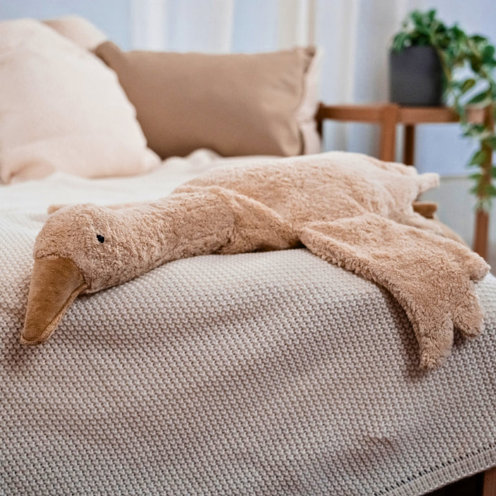 SENGER Cuddly Animal - Large Goose - Linen - Removable Heat/Cool Pack - Natural Organic Soft Toy - Online, Australia
