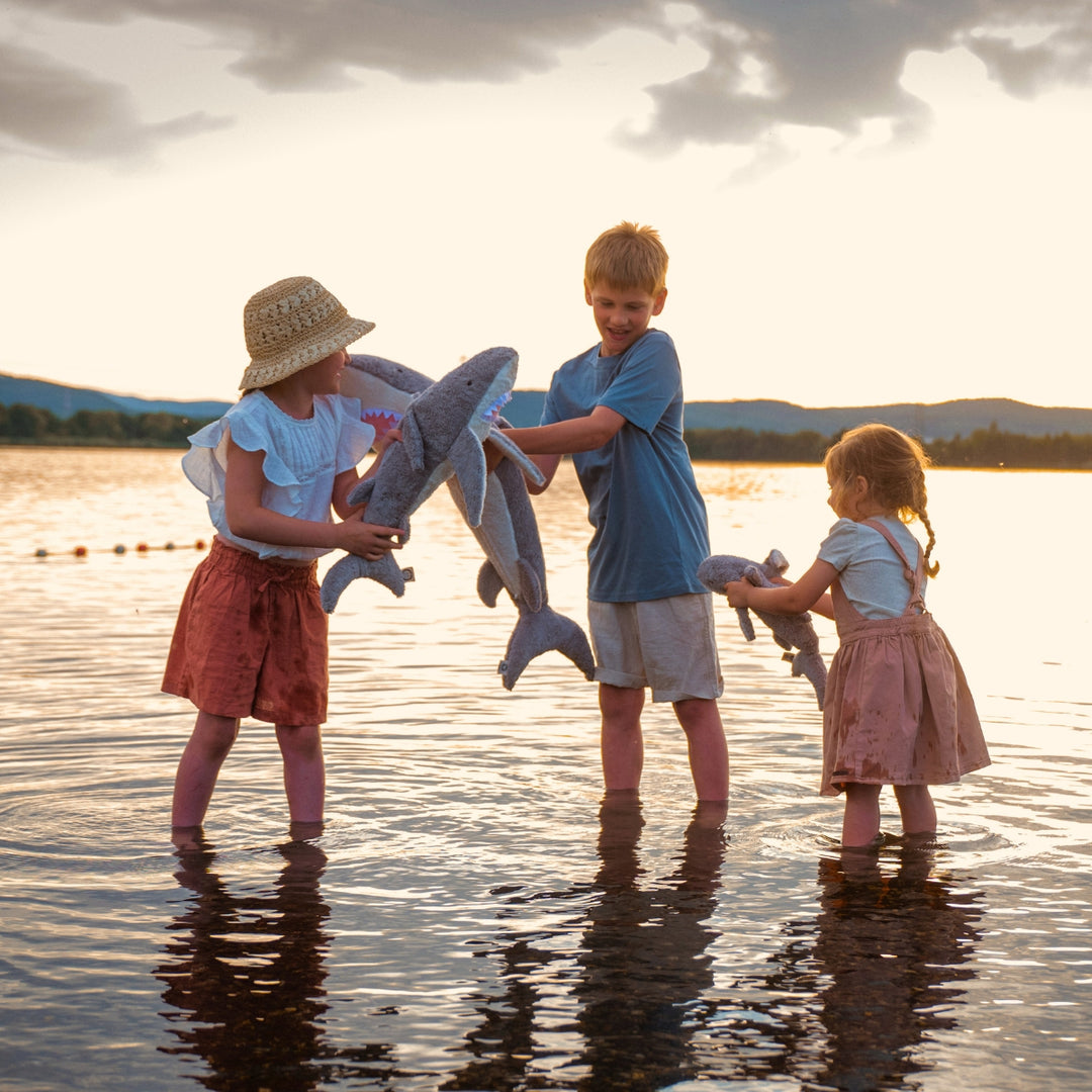 SENGER Cuddly Animal - Large Shark - Removable Heat/Cool Pack - Natural Organic Soft Toy - Online, Australia