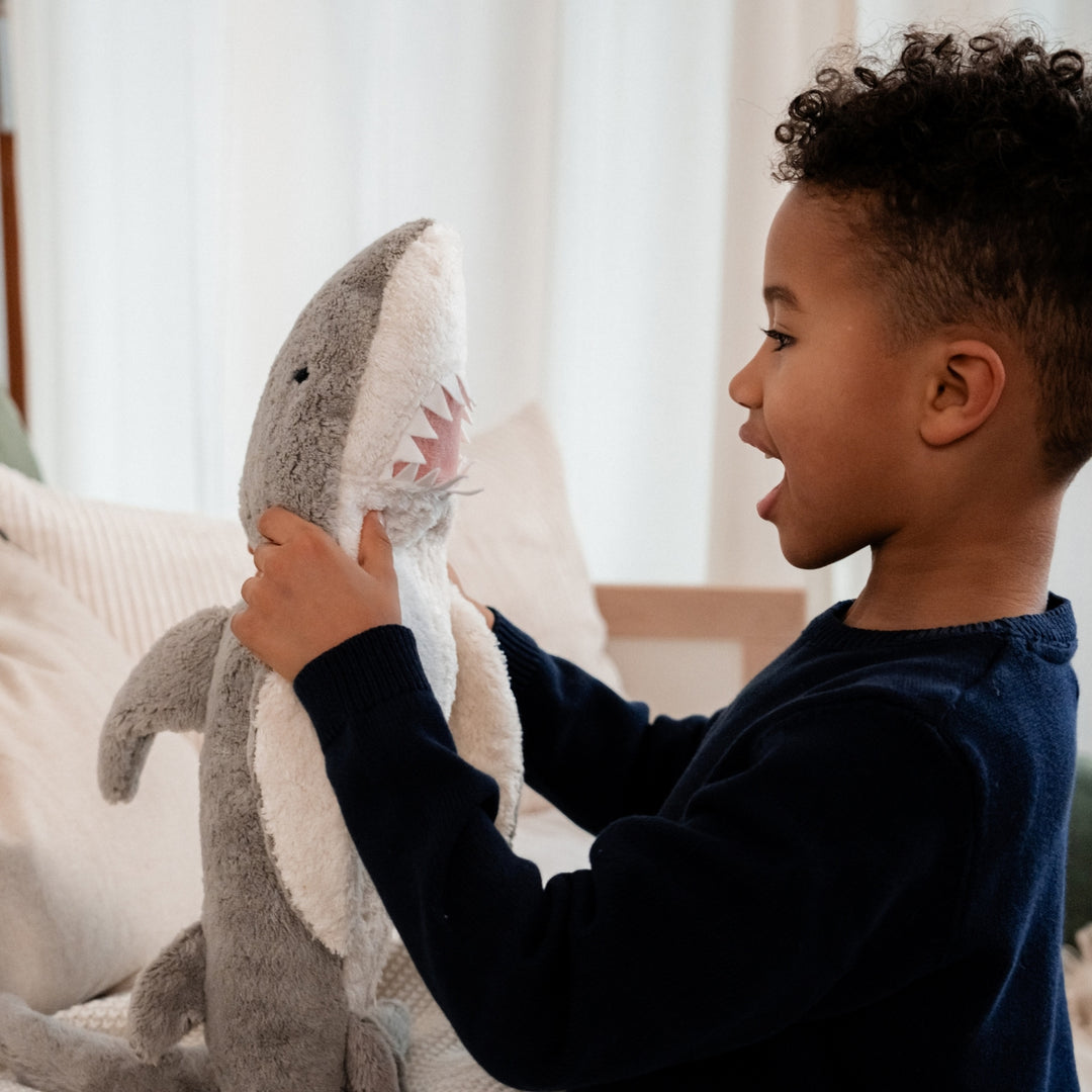 SENGER Cuddly Animal - Large Shark - Removable Heat/Cool Pack - Natural Organic Soft Toy - Online, Australia