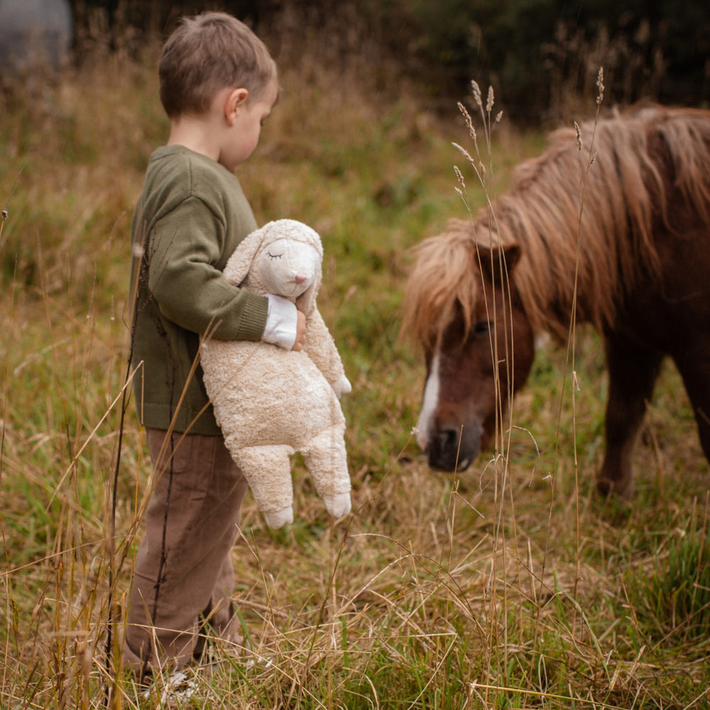 SENGER Cuddly Animal - Large Sheep - Linen - Removable Heat/Cool Pack - Natural Organic Soft Toy - Online, Australia