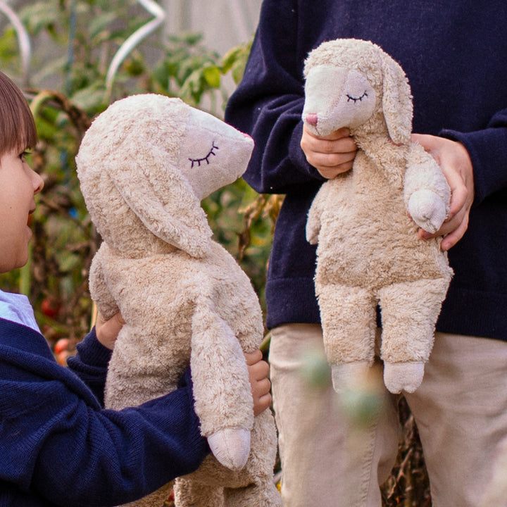 SENGER Cuddly Animal - Large Sheep - Linen - Removable Heat/Cool Pack - Natural Organic Soft Toy - Online, Australia