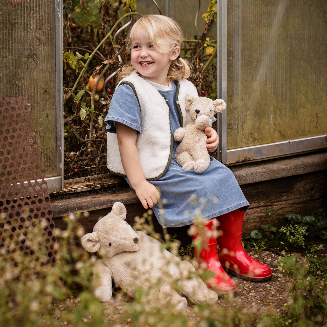 SENGER Cuddly Animal - Small Bear - Linen - Removable Heat/Cool Pack - Natural Organic Soft Toy - Online, Australia