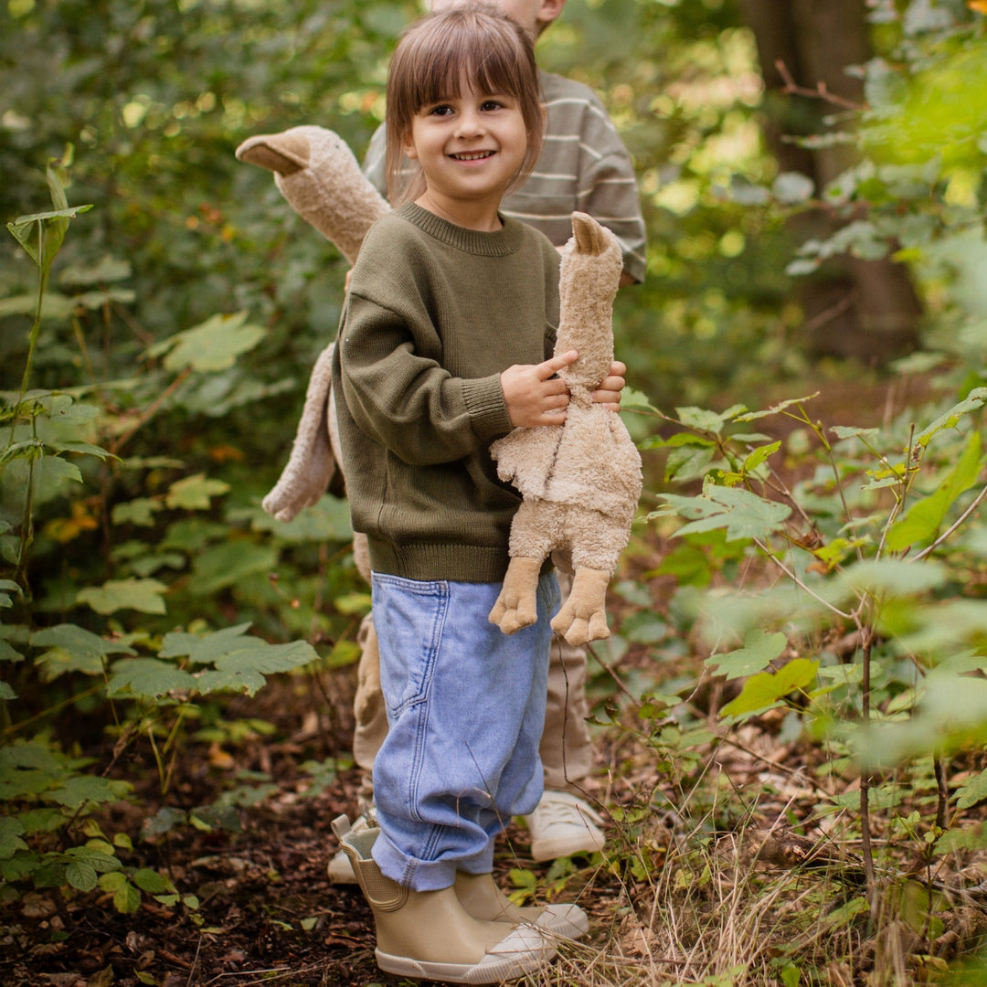 SENGER Cuddly Animal - Small Goose - Linen - Removable Heat/Cool Pack - Natural Organic Soft Toy - Online, Australia