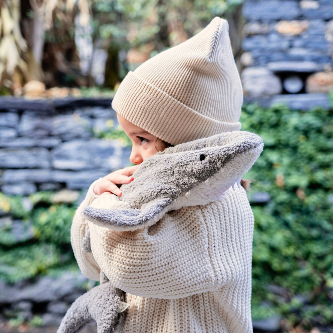 SENGER Cuddly Animal - Small Shark - Removable Heat/Cool Pack - Natural Organic Soft Toy - Online, Australia