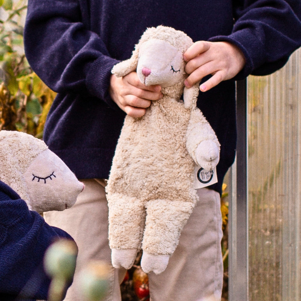 SENGER Cuddly Animal - Small Sheep - Linen - Removable Heat/Cool Pack - Natural Organic Soft Toy - Online, Australia