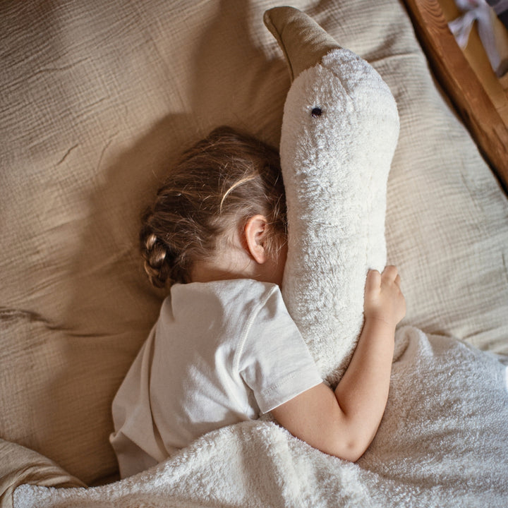 SENGER Cuddly Animal - XL Goose - White - Removable Heat/Cool Pack - Natural Organic Soft Toy - Online, Australia
