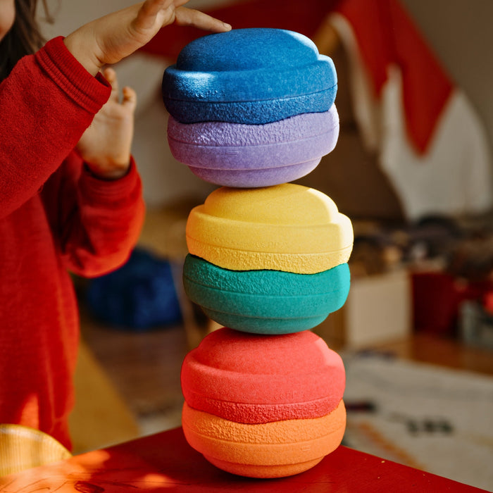 Stapelstein Balance Stepping Stones - Original Mini, Set of 6, Rainbow Classic