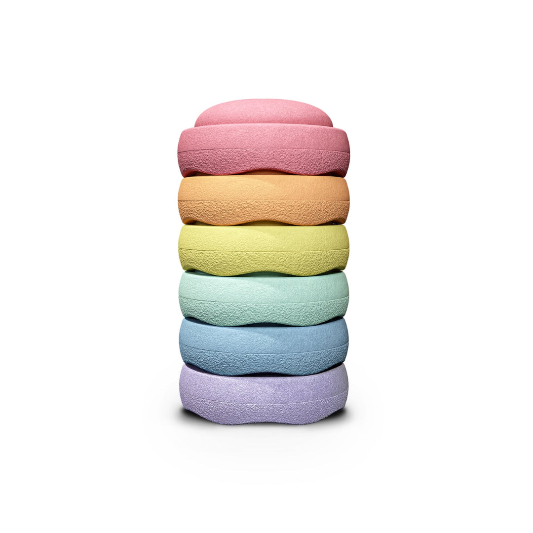 Stapelstein Balance Stepping Stones Original Mini, Set of 6, Rainbow Pastel from Australia