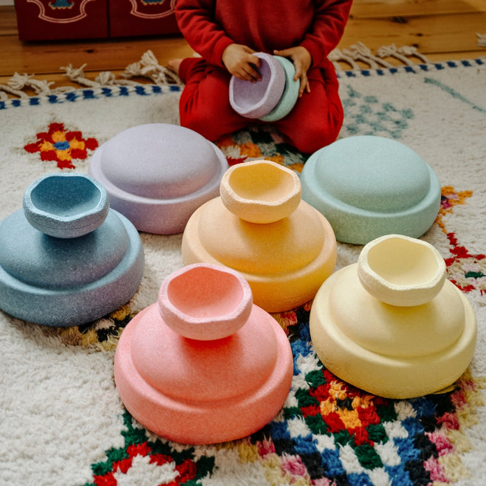Stapelstein Balance Stepping Stones - Original Mini, Set of 6, Rainbow Pastel